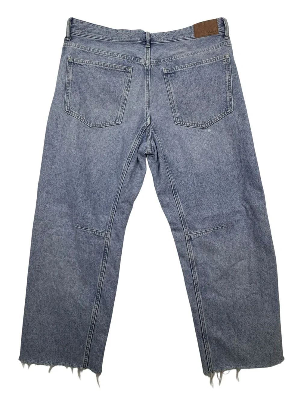 Madewell The Darted Barrel-Leg Jeans Size 31 Light Wash Cropped Raw Hem